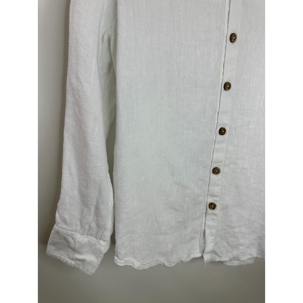 Freya Lillie White Linen Organic Cotton Boyfriend Fit Button Up Shirt UK 14-16 - Picture 4 of 12